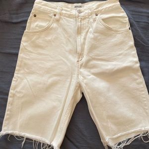 Agolde white cut off shorts